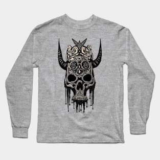 Tribal Tattoo Bulls Skull Long Sleeve T-Shirt